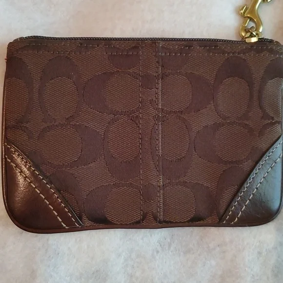 Coach Brown Classic C Print Zip Wristlet - Picture 4 of 5